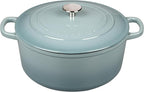 Enameled Dutch Ovens Cast Iron Dutch Oven Pot with Lid for Bread Baking, Cook, Dual Handle, 7 Quart, Seasalt