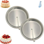 Easy Release Pans Round with Lever, 9.7" Quick Release Easy-Out Cake Pan Set,Baking Tools Pans Stainless Steel Round,Apple Pie Bake & Serve Sets, For All Kinds of Bases (2)