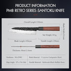 HEZHEN Santoku Knife, 7 Inches, 3 Layers Clad Steel Chef Knife,Professional Japanese Kitchen Knife for Chefs and Home Cooking,Wooden Octagonal Handle