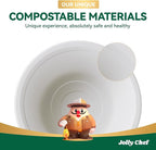 JOLLY CHEF Compostable Disposable Paper Bowl [12 oz] Heavy Duty Soup Containers [150 Pack] Biodegradable Bagasse Hot Cold Food Eco-Friendly Sugarcane Microwavable Bowls for Salad Milk Thanksgiving Day