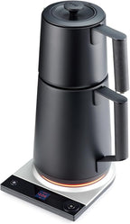 SAKI Turkish Tea Maker Machine Pro, Electric Double-Pot Teapot 1.75L 120V, 120 Min Keep-Warm, Stainless Steel BPA-Free, Auto Shut-Off & Boil-Dry, LED Brew Ring, Matte Black