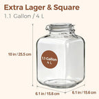 ComSaf 1 Gallon Glass Jar with Lid, Flour Sugar Storage Containers 128oz, Cereal containers storage, Glass Jars with Airtight Lid, Large Storage Containers with Lids for Pickled Egg, Herb, Set of 2