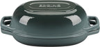 Enameled Cast Iron Oval Dutch Oven Pot with Lid, Dutch Oven for Sourdough Bread Baking, Oval Bread Pan, 5qt, Slateblue