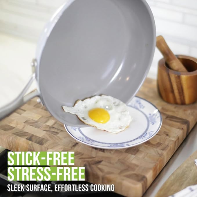 TECHEF - CeraTerra Ceramic Nonstick Frying Pan Skillet, (PTFE, PFAS, and PFOA Free), Dishwasher Oven Safe, Stainless Steel Handle, Induction-Ready, Made in Korea (10-in)