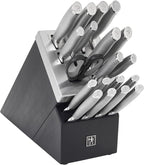 HENCKELS Modernist 20-Piece Self-Sharpening Knife Set with Block, Chef's, Paring, Utility, Bread, Steak Knives, Black, Stainless Steel