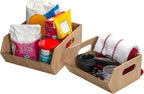 Mobilevision XL Versatile Bamboo Storage Bins for Pantry & Kitchen Cabinet Organizer Multi-Purpose / 2 Piece Stackable Set Larger Bins