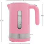 OVENTE 1.8L Electric Kettle, 1500W Fast Boiling Heater for Coffee or Tea, BPA Free, Easy to Fill Lid, Water Level Window, Auto Shut-Off, Boil-Dry Protection and Removable Filter, Pink KP413P