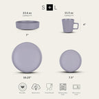 Stone Lain Cleo Modern Stoneware 16-Piece Dinnerware Set, Plates and Bowls Set, Dish Set Service For 4, Light Gray