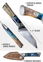 Dalstrong Paring Knife - 4 inch - Valhalla Series - 9CR18MOV HC Steel - Celestial Resin & Wood Handle - Professional Kitchen Knife Gift - Razor Sharp - w/Leather Sheath