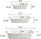 Sweejar Ceramic Baking Dish Set, Cake Baking Dish for Brownie, Porcelain Striped Casserole Dishes for Oven with Handle for Lasagna, Family Dinner(Beige)