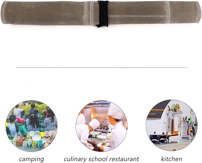 Chef’s Knife Roll Case, Waxed Canvas Cutlery Knives Holders Protectors, Home Kitchen Cooking Tools And Utensils Wrap Bag Wallet, Multi-Purpose Brush Roll Bag, Travel Tool Roll Pouch