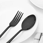 40 Pcs Black Silverware Set for 8 with Classical Flower Embossed Design, Food Grade Stainless Steel Flatware Set, Eating Utensils Sets Include Fork/Knife/Spoon, Cutlery Set, Dishwasher Safe