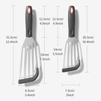 2Pack Silicone Fish Spatulas for Nonstick Cookware,Fish Turner Spatula Stainless Steel with Heat Resistant Silicone Edge,Metal Slotted Spatula for Flipping Fish Egg Patties Fries Pancake Steak (Black)