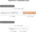 2-Pack Bread Knife & Bread Lame Set: 10" Premium Stainless Steel Serrated Knives Blade with Wood Handle for Homemade Bread, Sourdough Tomato, Bagel + Dough Scoring Tool for Razor Sharp Carving