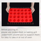 Silicone Muffin Pan Mini 24 Cups Cupcake Pan, Nonstick Food Grade Silicone Baking Pan 1 Pack