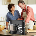 Stand Mixer, POWWA 6.5 Quart Electric Mixer, 6+1 Speed 660W Tilt-Head Kitchen Food Mixers with Whisk, Dough Hook, Mixing Beater & Splash Guard for Baking, Cake, Cookie, Kneading, ETL Certified (Black)