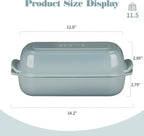 Enameled Cast Iron Loaf Pan with Lid, Dutch Oven Bread pan for Homemade Sourdough Bread Baking, 12.5x5.5 inch, 5qt, Seasalt