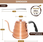 OPUX Pour Over Coffee Kettle with Gooseneck | Stainless Steel 40 oz, Stovetop Induction Goose Necked Kettle Slow Pour Drip Spout (1.2 Liter, 40 fl oz) Copper