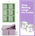 Nax Caki Ice Cube Trays 3 Pack - Large Size Silicone Ice Cube Molds(3 color) for Whiskey Ice Cube Maker for Cocktail Old Fashioned Ice Cube Tray