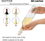WOTOR Wine Saver Vacuum Pump with 4 Stoppers, Wine Stopper & Preserver, Reusable Bottle Sealer Keeps Fresh, Ideal Accessories Gift, Flat Handle (Cream)