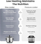 KOOC Small Slow Cooker, 2 Quart, Free Liners Included for Easy Clean-up, Upgraded Ceramic Crock, Adjustable Temp, Nutrient Loss Reduction, Stainless Steel, Silver, Round