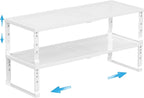 Expandable Spice Rack Kitchen Cabinet Shelf Organizer, Stackable Storage Shelves Racks, Adjustable Counter Shelving for Cabinets, Countertop, Cupboard,Pantry and More(2Packs/White/Medium)