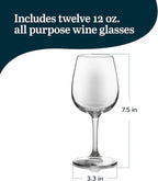 Libbey All-Purpose Wine Party Glasses, 12.75-ounce, Set of 12