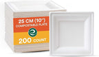 ECO SOUL Compostable Paper Plates 10 Inch (200 Count) Heavy Duty Disposable Dessert Plates, Eco-Friendly Sugarcane Bagasse Small Plates For Appetizer- White