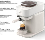 Philips Baristina Espresso Machine, Grind, Tamp & Brew Coffee Beans in One Swipe, Compact, 16 Bar Pump Pressure, Automatic Grinder, Natural White with White Portafilter (BAR300/00)