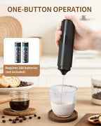 CIRCLE JOY Portable Milk Frother Hanheld, Battery Operated Electric Coffee Frother Wand Drink Mixer for Matcha Lattes Cappuccino, Kitchen Gifts, Black