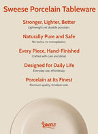 Sweese 30 Oz Salad Serving Bowls Set of 6, 8.4 Inch, Porcelain Pasta Plates - Microwave Dishwasher Safe, Beige
