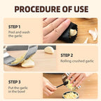 Stainless Steel Garlic Press, 2025 New Arc Shape Stainless Steel Ring Garlic Chopper, Garlic Presse Rocker Garlic Press Mincer Crusher Press, Kitchen Heavy Duty Handle Garlic Chopper (1)