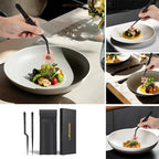 Cooking Tweezers, 2 Piece Chef's Tweezers Tongs, Chef's Plating Tool, 10 inch Food tweezers, Universal for all kinds of cooking, steak, plating, pasta and many other scenarios (2pc Set)