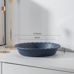Fun Elements Ceramic Pie Pan, 9 Inch Pie Dish for Baking, Ruffled Pie Plate, Non-Stick Deep Dish Pie Pan for Apple Pie and Pot Pie, Set of 2, Blue