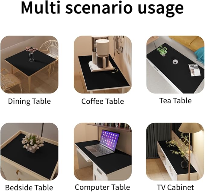 Leather Table Cover,1.8mm Thick,42x90 Inch Table Protector,Table Protector for Dining Room Table,Dining Table Cover,Table Protector Mat.(Black+Gray,42x90)