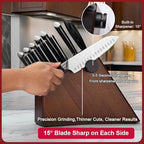 Knife Set,15-Piece Kitchen Knife Set with Block and Sharpener,50Cr15Mov High Carbon Stainless Steel,Razor Sharp Professional Knives,Ultra-Smooth knife,Ergonomic Black Anti-slip Handles,Dishwasher Safe