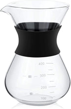 Joyzan Pour Over Coffee Maker, High-Heat Paperless Glass Drip Dripper Brewer Carafe with Reusable Stainless Steel Filter Scale Line Paperless Removable Portable Pot Set Clear Camping Hiking 400ML