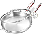 Inqibee 12-Inch Tri-Ply Stainless Steel Frying Pan with Lid and Helper Handle,Skillet,Chef's Pan,Induction Cooking Pan,Heavy Duty and Detachable Handle.