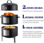 Realcook Vertical Charcoal Smoker Grill: Premium Meat BBQ Smokers with Thermometer - Charcoal Barbecue Grill Combo for Patio Backyard Grilling Outdoor Cooking Tailgating