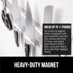 GORILLA GRIP Stainless Steel Magnetic Knife Holder for Wall, 18 Inch, Multi-Purpose Magnet Bar for Knives, Tools, Art Supplies, Heavy Duty Strip Holds Up to 6 lbs, Kitchen Organizer, Drilling Required