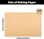 Beasea Parchment Paper Sheets for Baking, 200pcs 16x24 Inch Unbleached Precut Nonstick Heavy Duty Natural Parchment Baking Paper Sheets for Air Fryer Cooking, Grilling, Frying and Steaming