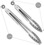 2 Pack Grey Kitchen Tongs, Premium Silicone BPA Free Non-Stick Stainless Steel BBQ Cooking Grilling Locking Food Tongs, 9-Inch & 12-Inch
