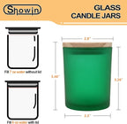 Thick Candle Jars for Making Candles 12 Pcs, 7 OZ Empty Jars with Wood Lids for Candle Making, Sample Container, Frosted Green