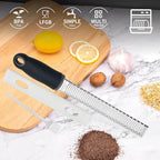 Lemon Zester Grater with Handle, Multi-use Kitchen Tool for Zesting Fruits, Grating Vegetables, Cheese, and Spices, with Protective Cover & Cleaning Brush