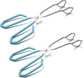Stainless Steel Scissor Tongs, Heavy Duty, Kitchen Tongs for Food Cooking Barbecue BBQ Grilling and Serving (2pcs Blue)