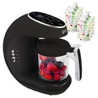 EVLA'S Baby Food Maker, Steamer, Blender, Baby Food Processor for Healthy Homemade Baby Food in Minutes, Touch Screen with 6 Reusable Food Pouches, Baby Registry Essential, Dark Grey