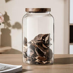 Large Glass Jars with Airtight Wooden Lid, Food Storage Glass Canister, Clear Cereal Storage Container for Flour, Sugar, Coffee Beans, Snack (40 FL OZ (1200ml))