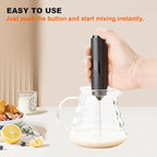 Handheld Milk Frother with Cover, Battery Operated Drink Mixer Handheld Easy to Carry Electric Frother Wand For Coffee, Latte, Cappuccino, Frappe Drink, Hot Chocolate, Black