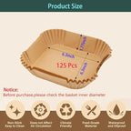 parchment paper for air fryer, 6.3inch square air fryer liners disposable,125PCS Non-stick parchment paper sheets for 3-5QT airfryer liners, Baking, Roasting Microwave
