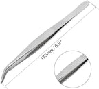 uxcell 6.9-Inch Stainless Steel Tweezers with Curved Pointed Serrated Tip Daily Garden Tool